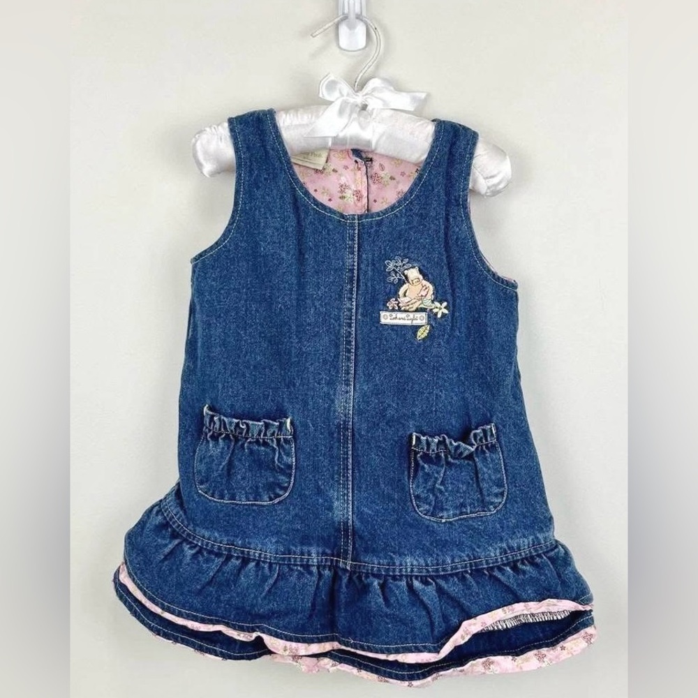 Y2K Vintage Winnie the Pooh Baby Denim Dress 5Y